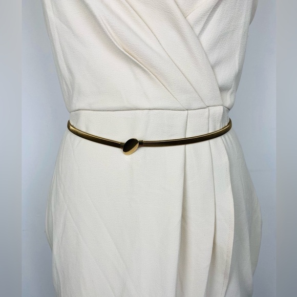 Ark & Co Cocktail Dress with Gold Accents, Large, Cream Mini Dress with Belt - Picture 9 of 16